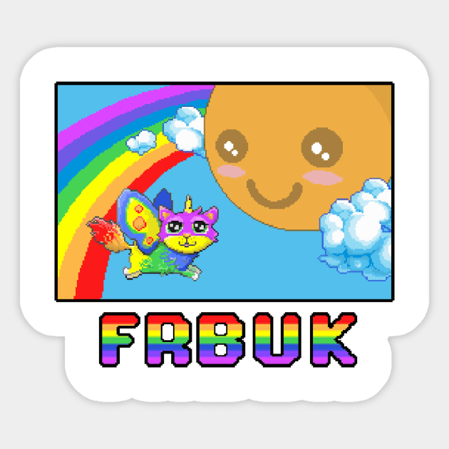 Fluffy Rainbow Butterfly Unicorn Kitty 16-Bit Sticker by Resonate_Media